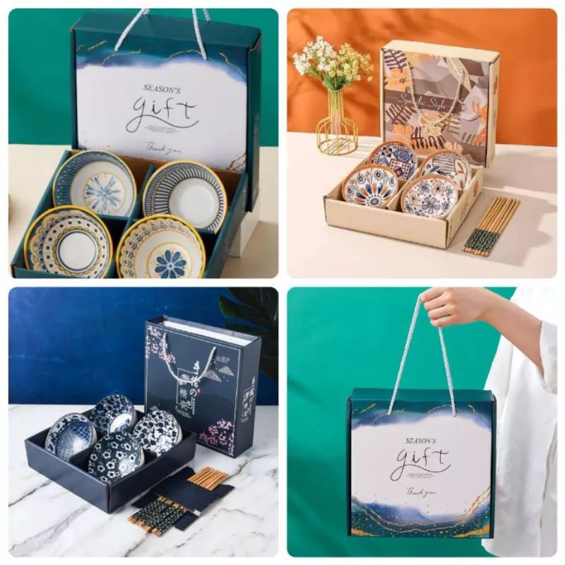 Souvenir Mangkok isi 4 / Gift Box Hampers Mangkuk Keramik Jepang