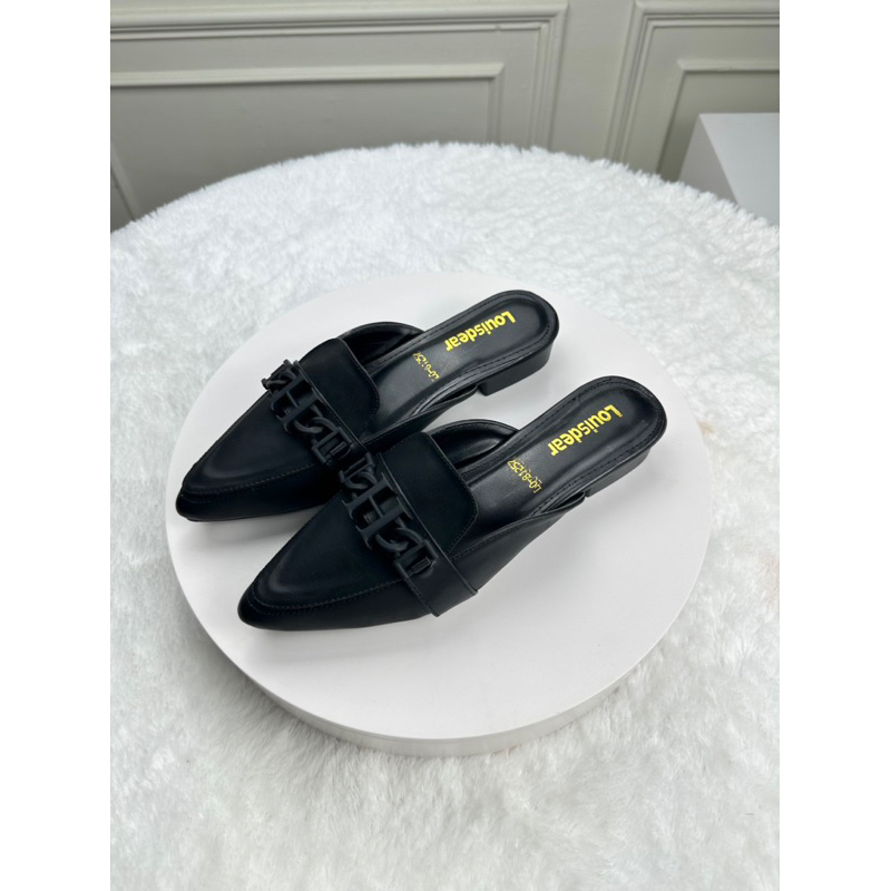 sendal flatshoes wanita terbaru kekinian tapak 2 cm bahan dove LOUISDEAR B153