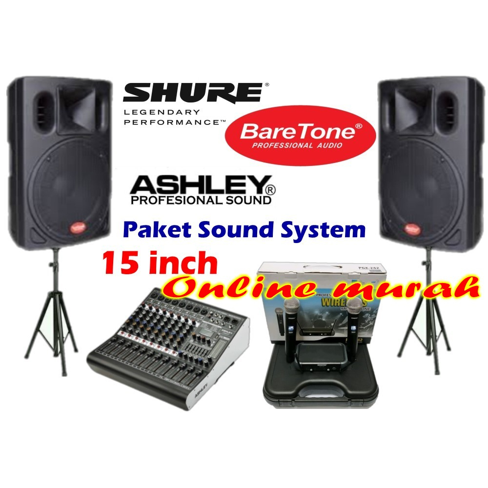 paket sound baretone bta1530pro 15 inch shure pgx 242 ashley super m8