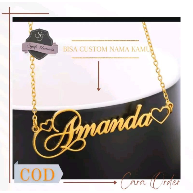 Kalung Nama Titanium Kalung Wanita Kalung Monel Anti luntur