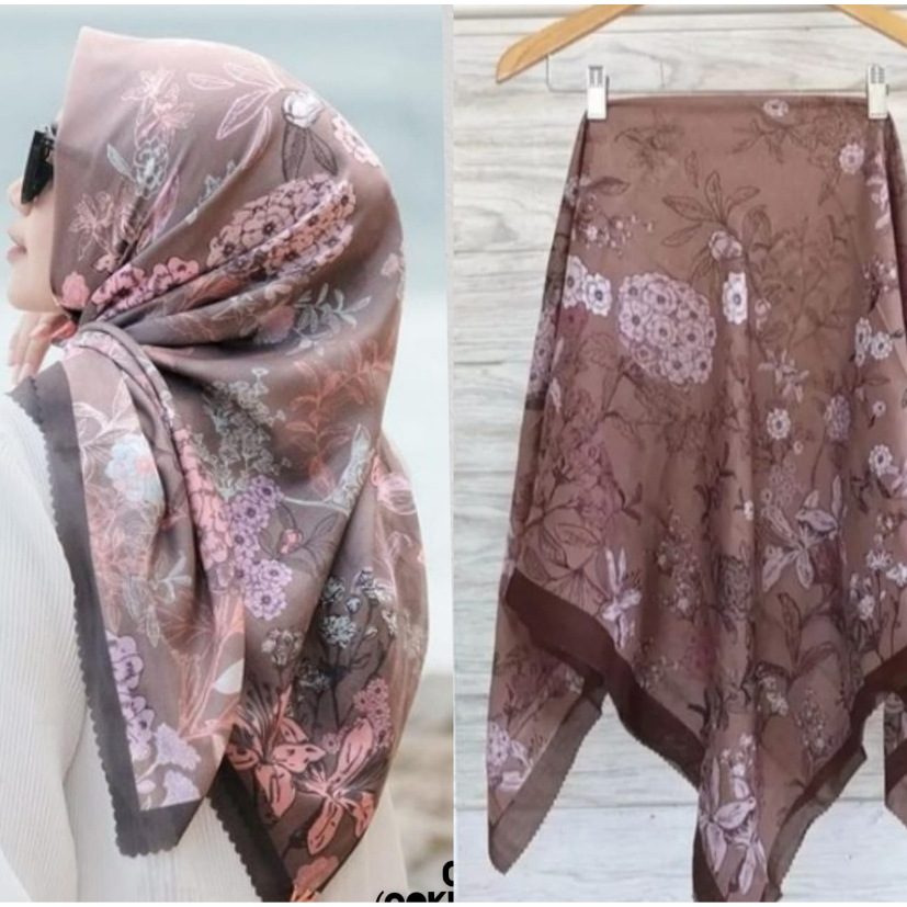 Hijab Segiempat Katun Motif Denay Vanila Kerudung Segi Empat Voal Motif Mewah Terbaru