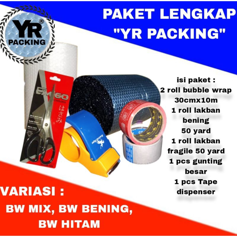 

paket bubble wrap 10mx30cm lengkap lakban bening fragile tape gunting bandung