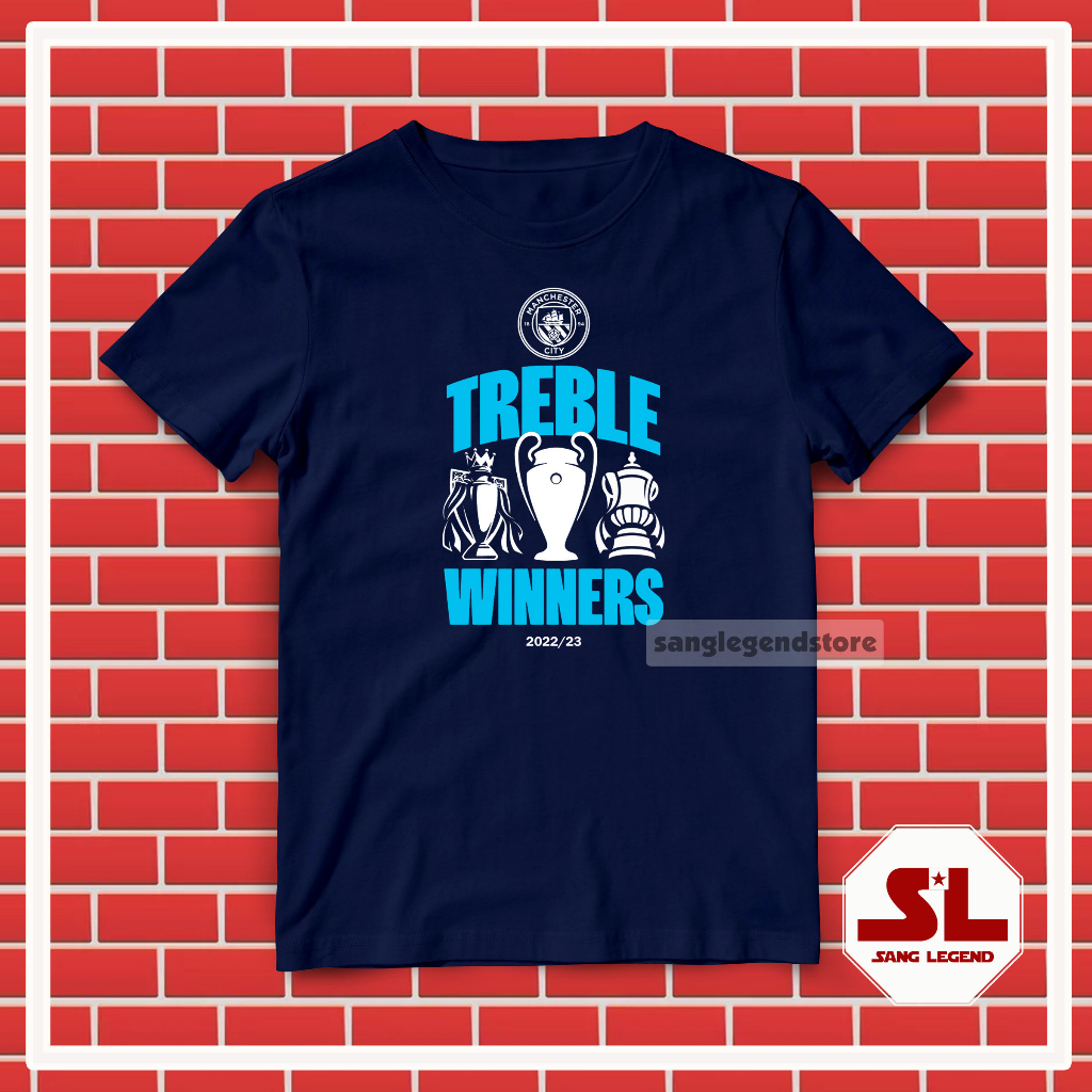 KAOS TSHIRT DISTRO BOLA PRIA MAN.CITY TREBLE WINNER 017