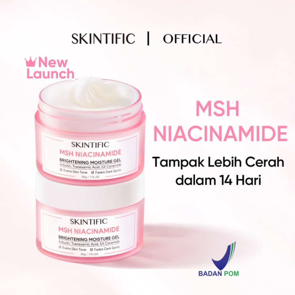 SKINTIFIC MSH Niacinamide Brightening Moisturizer Glowing Moisture Gel 30g Cream Pemutih Wajah (100% ORIGINAL &amp; BPOM)