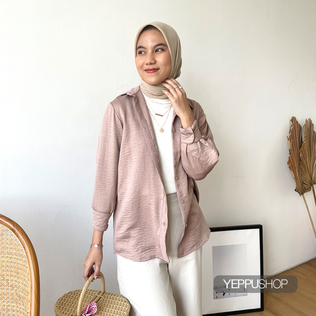 Alena Basic Shirt I Kemeja berbahan Airflow [YEPPUOUTFIT]