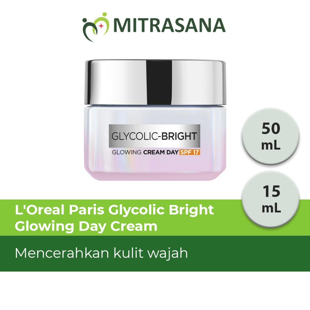 L'Oreal Paris Glycolic Bright Glowing Day Cream SPF17/18 - 15ml/50ml Glyco Loreal Peeling