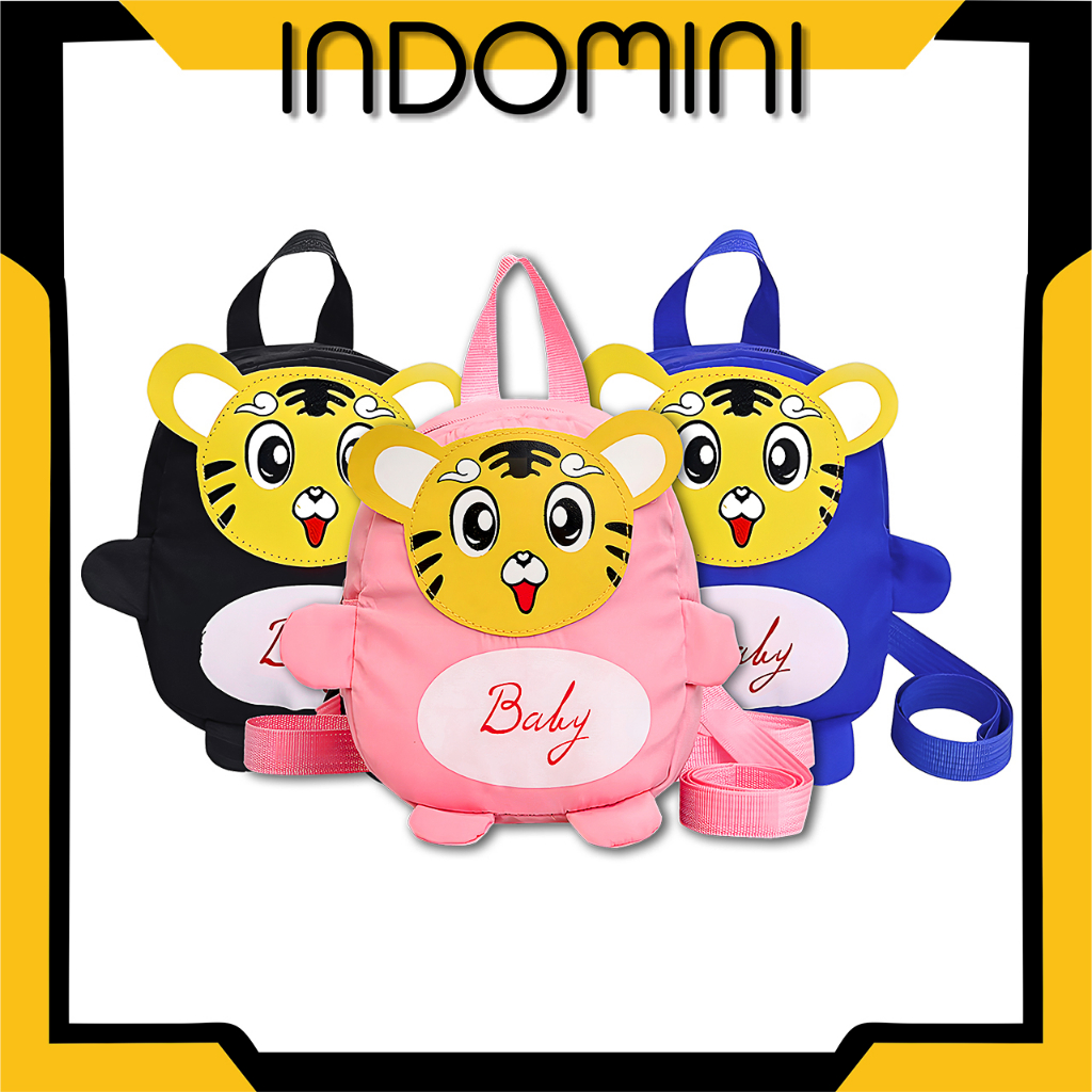 INDOMINI Tas Anak Tiger Ransel Anak Laki Perempuan Motif Macan W187