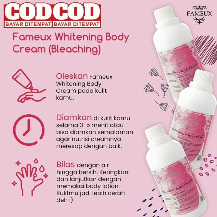 Fameux Brightening Body Cream KEMASAN BOTOL KECIL 250ML/BOTOL SEDANG 500ML/BOTOL BESAR 1000ML/COD/MURAH