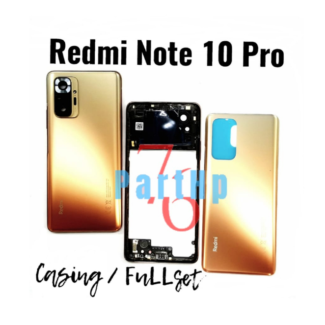 Casing Tutup Belakang Handphone Fullset Redmi Note 10 Pro - Tutup - Hitam