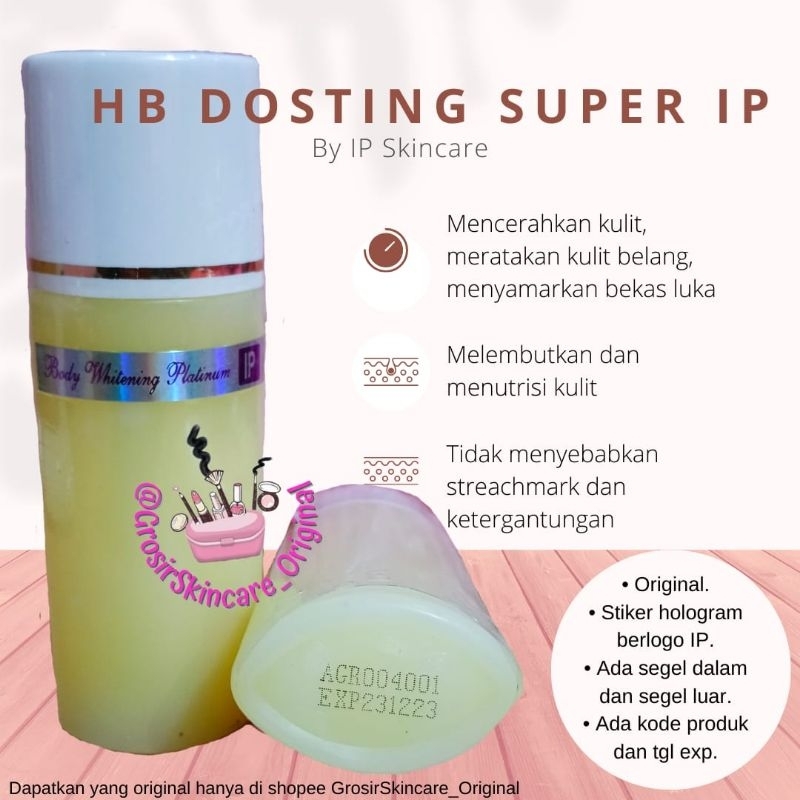 HB Dosting Double Dosis IP Ipung Agr / Handbody Pemutih Dosis Tinggi Kuning Gading Aroma Anggur