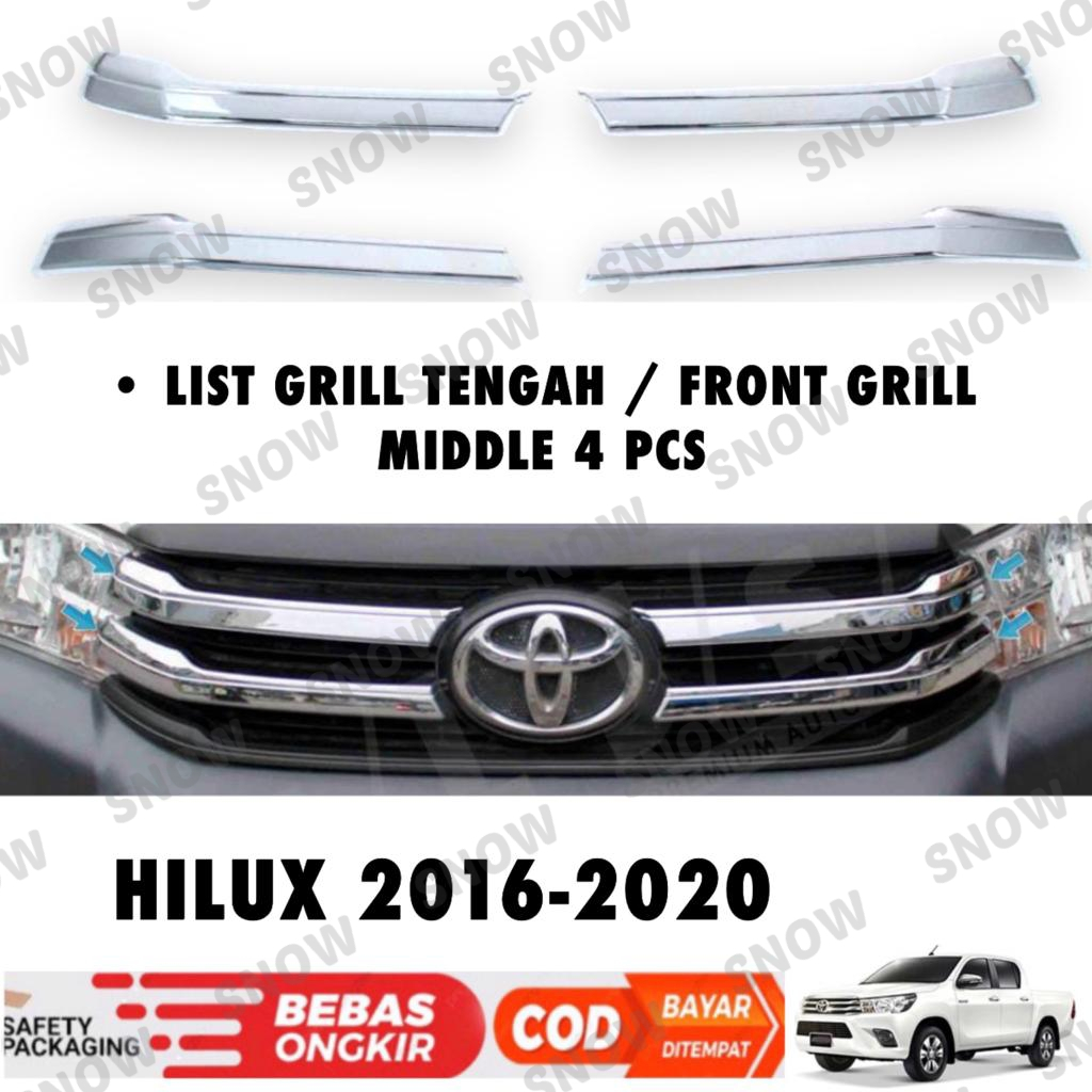 List Grill Tengah All New Hilux Revo 2016 2018 2019 Front Grill Middle Trim Chrome