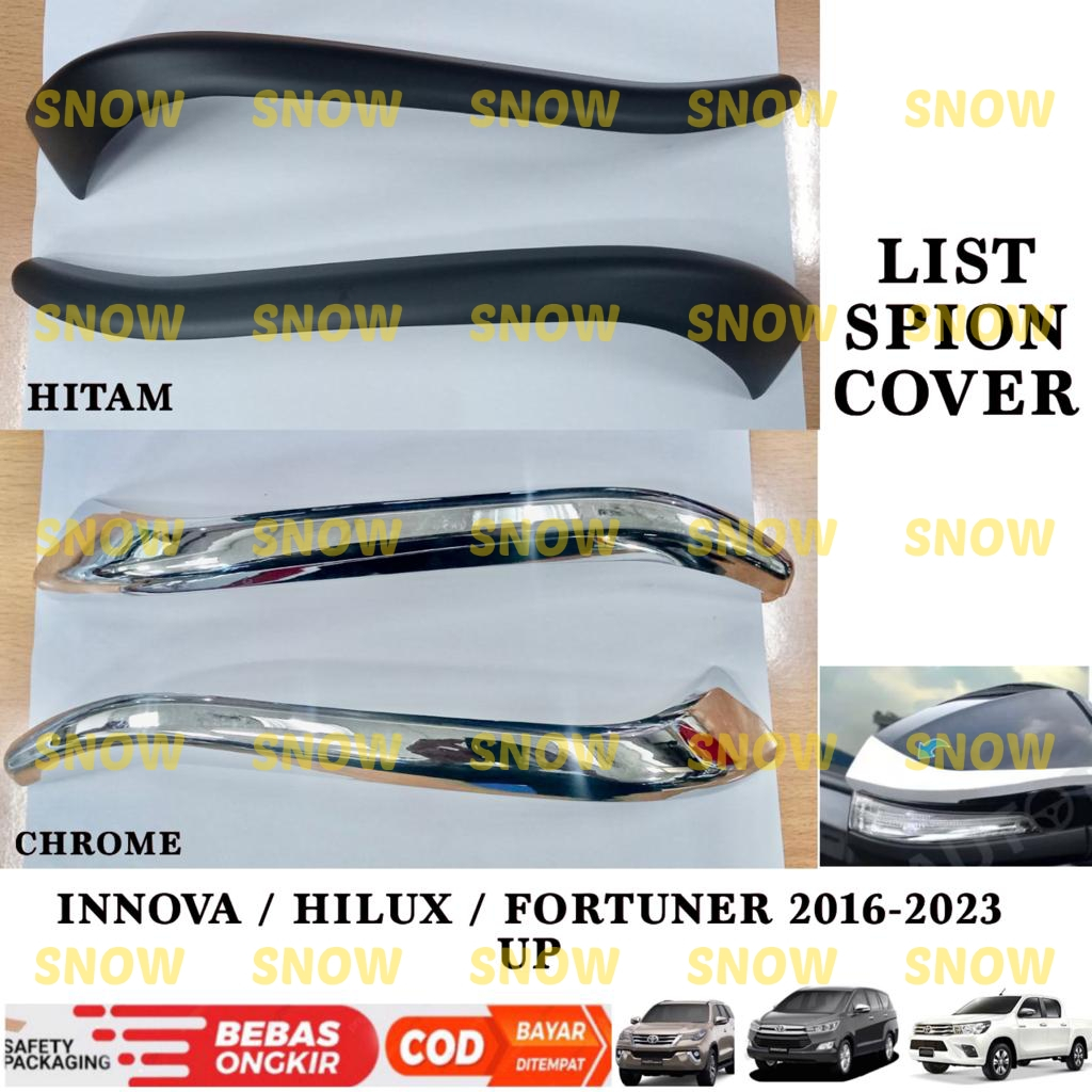 List Spion All New Innova Fortuner Hilux 2016 2023 2024 Mirror Trim Chrome Hitam