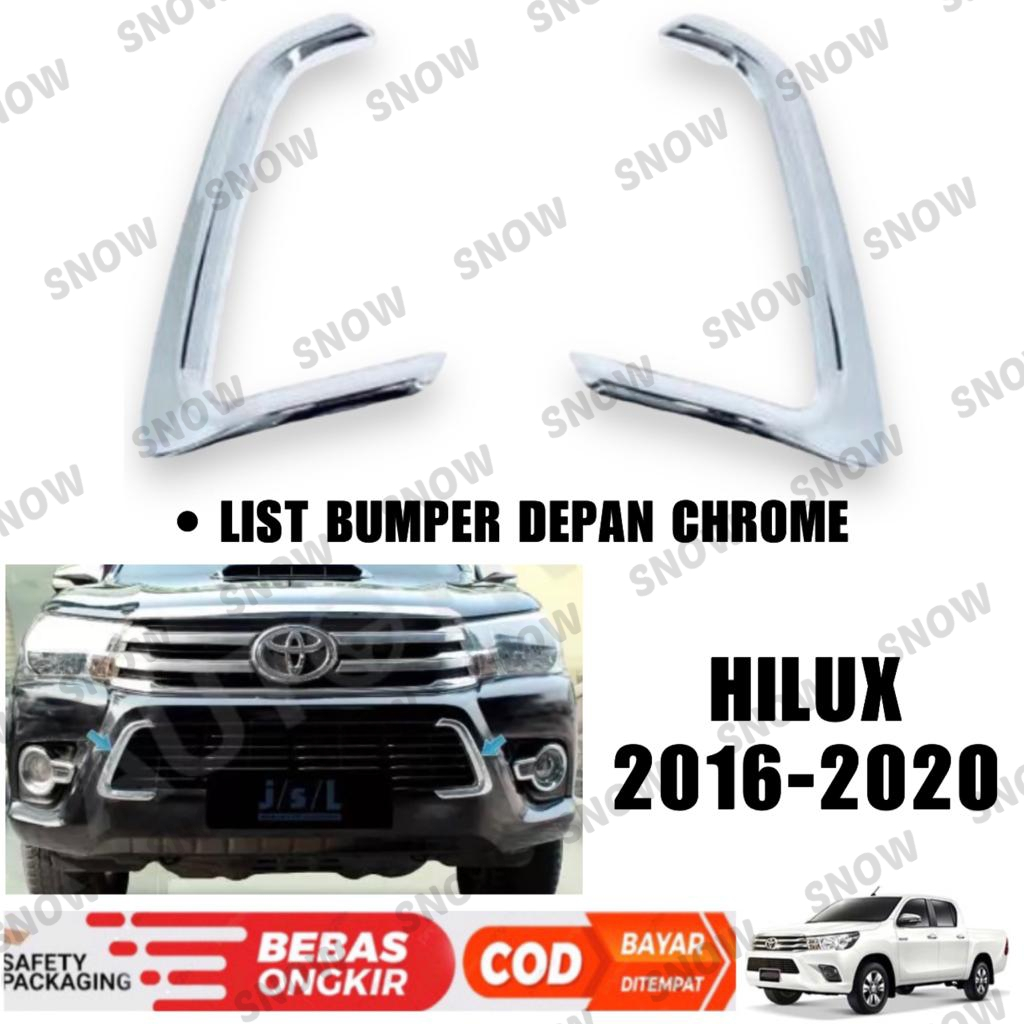 List Bumper Samping All New Hilux Revo 2016 2018 2019 Front Bumper Trim Chrome