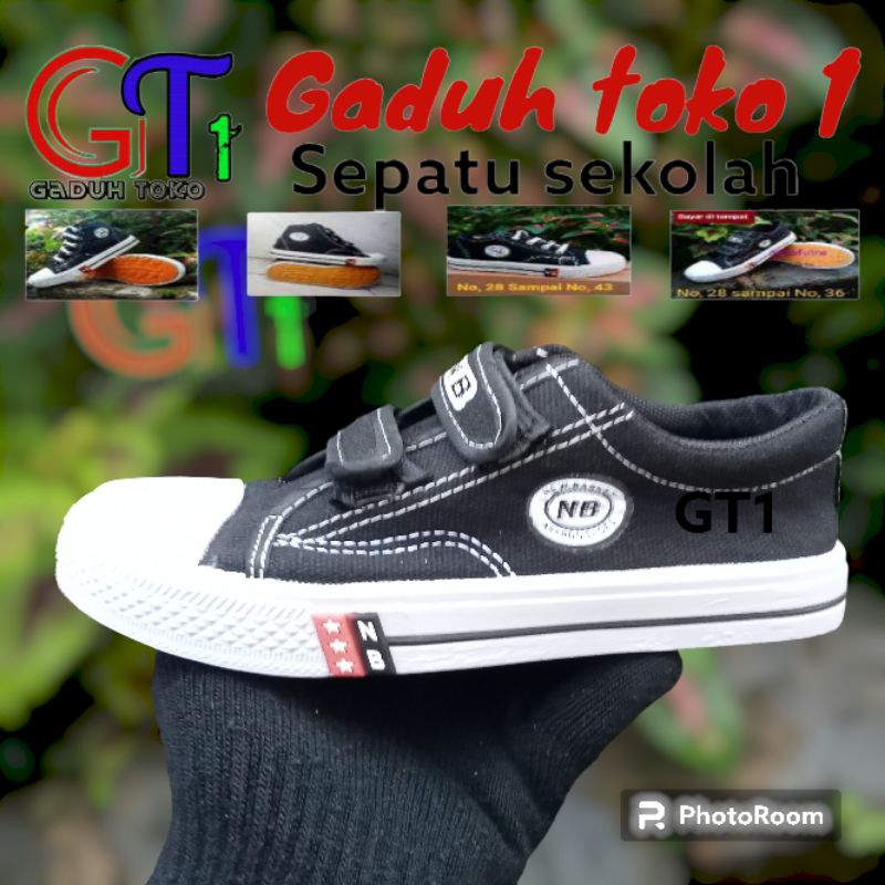 Sepatu kanvas NB perekat hitam putih pria dan wanita murah awet