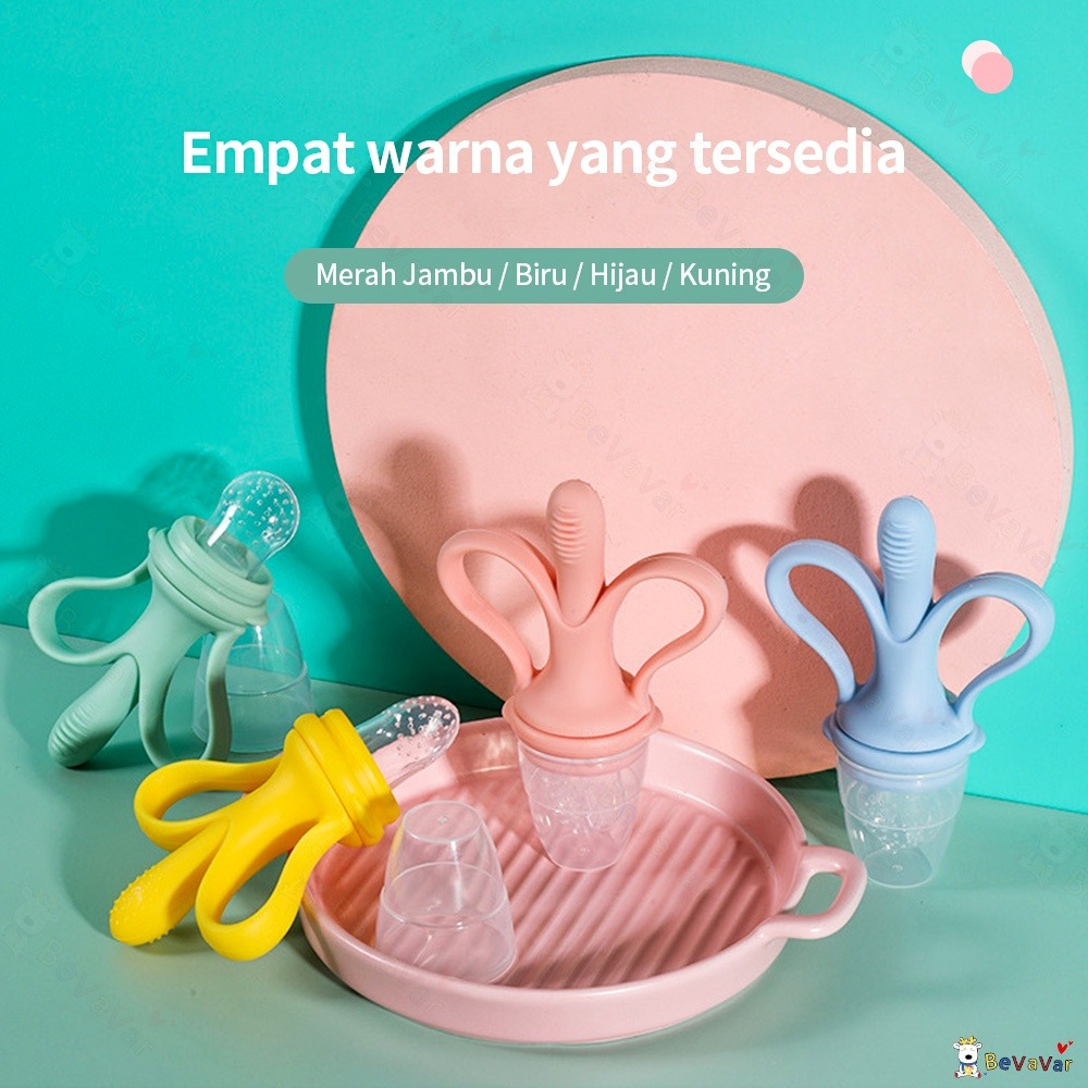 Teether bayi + dot buah bayi 2 in 1 gigitan buah sayur banana teether empeng bayi gigitan bayi silikon