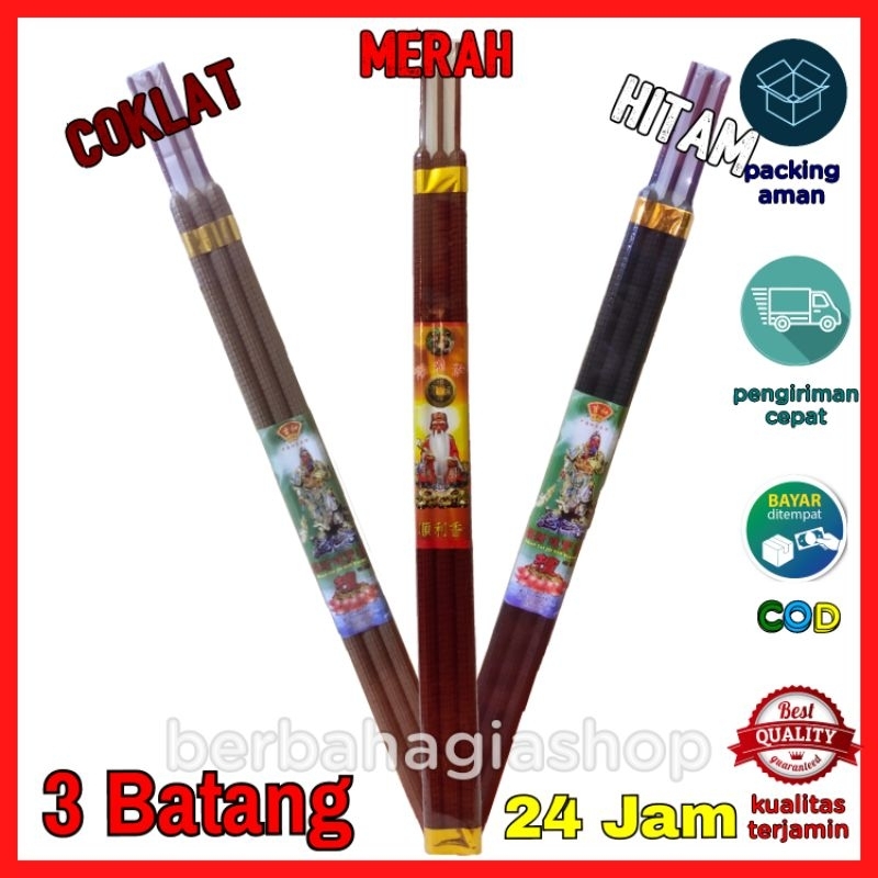 Hio Dupa 24 Jam Ada 3 Warna Merah Hitam Dan Coklat (Putih) Isi 3 Batang Samkai Ulir Stik Besar Wangi 1000 Bunga Merek Pekong Incense 24Jam Sembahyang Puja Bagus Xtra Long