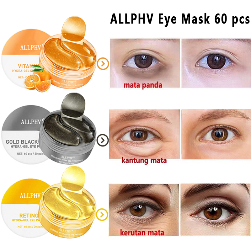 【asli】ALLPHV Masker Mata Black Pearl Hydra Gel Eye Patches Anti-Aging Melembabkan Anti-kerut Hapus Kantung Mata Perawatan