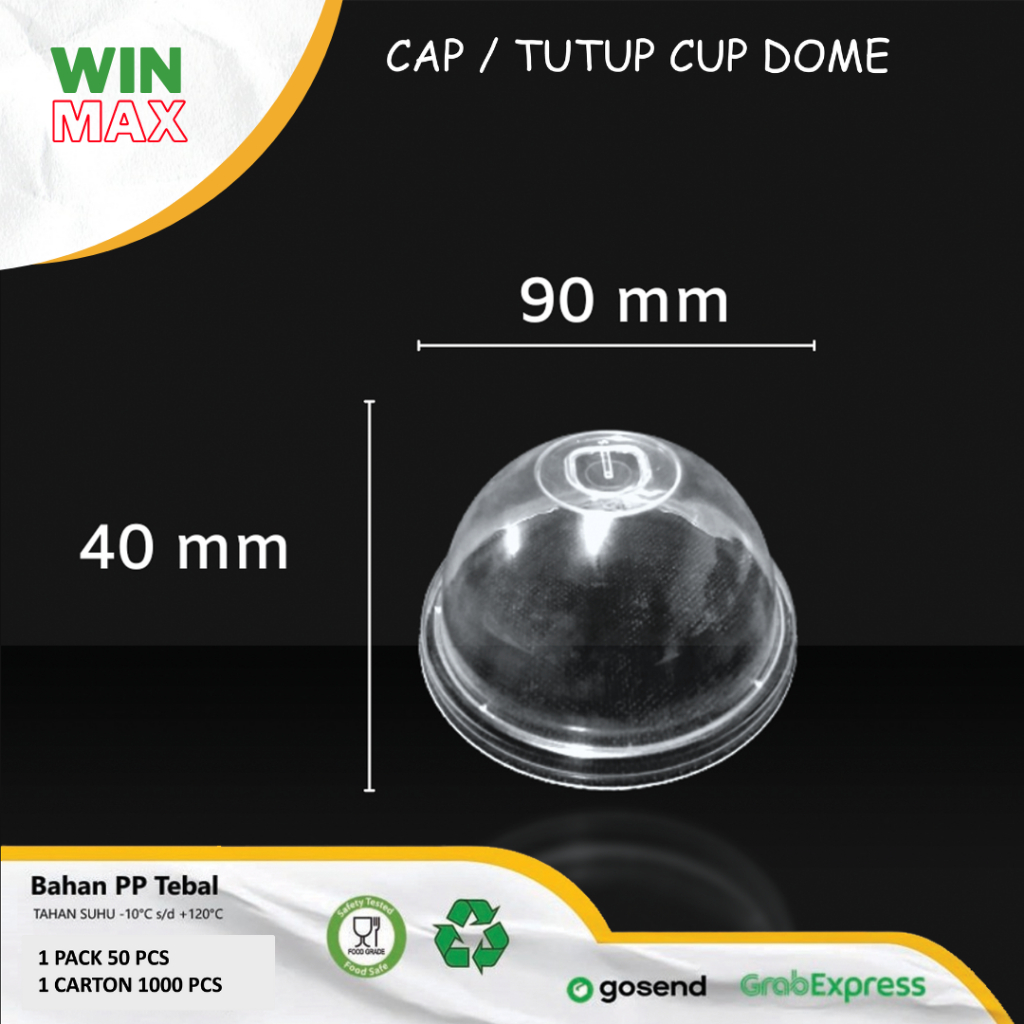 Cap Cup Gelas DOME / Tutup Cup Plastik DOME -  TUTUP ONLY