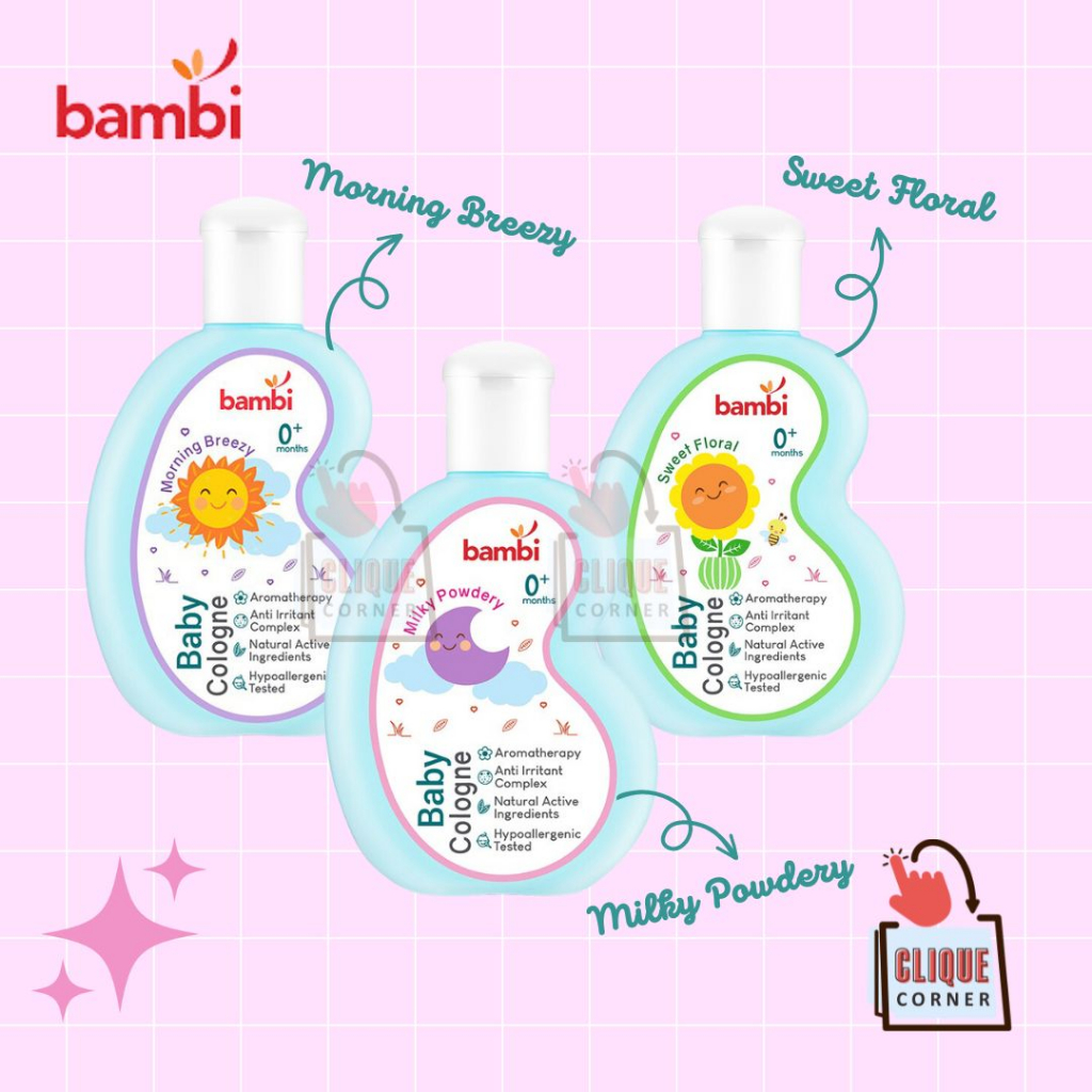 Bambi Baby Cologne 100ml Parfum / Cologne / Parfume / Pengharum Bayi Kulit Normal - Sensitif