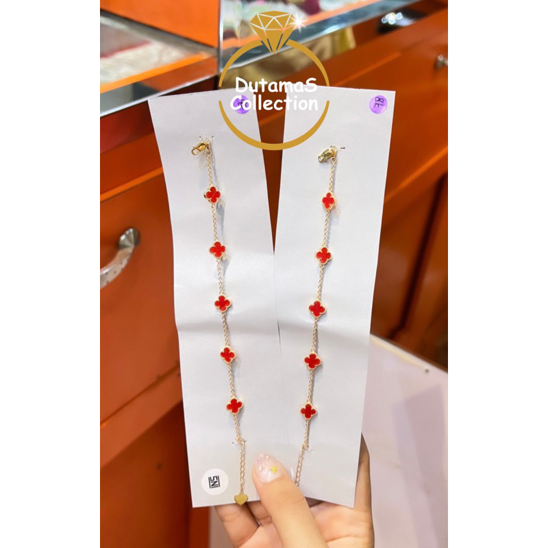 Gelang Vancleef Series Merah Berat 2,8gram Emas Asli Kadar 375%