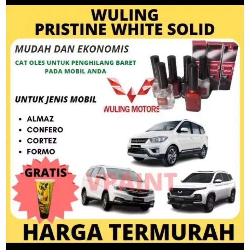 CAT MOBIL WULING PUTIH SOLID OLES PENGHILANG BARET WULING PRISTINE WHITE SOLID  UNTUK ALMAZ - CONFER