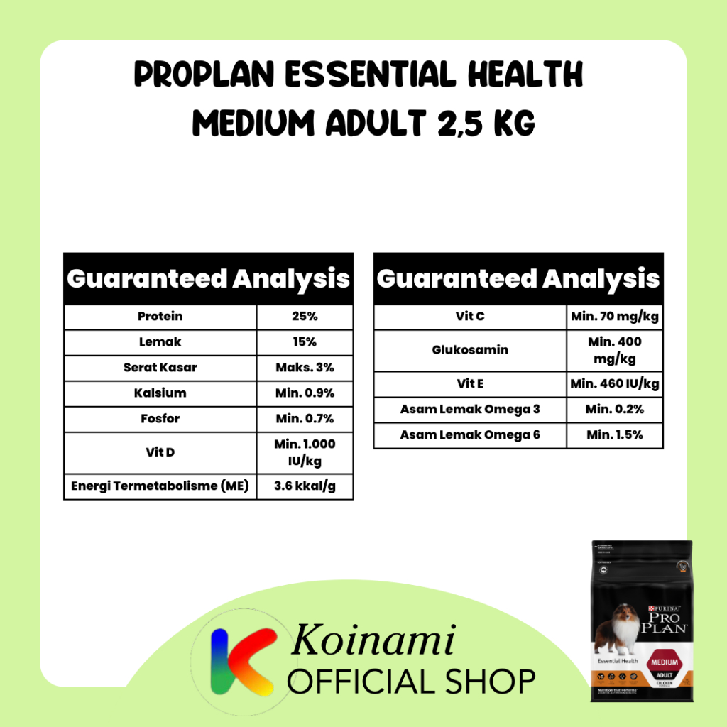 Proplan Essential Health Medium Adult Chicken 2,5 kg / Makanan Anjing Besar / Makanan Anjing Medium