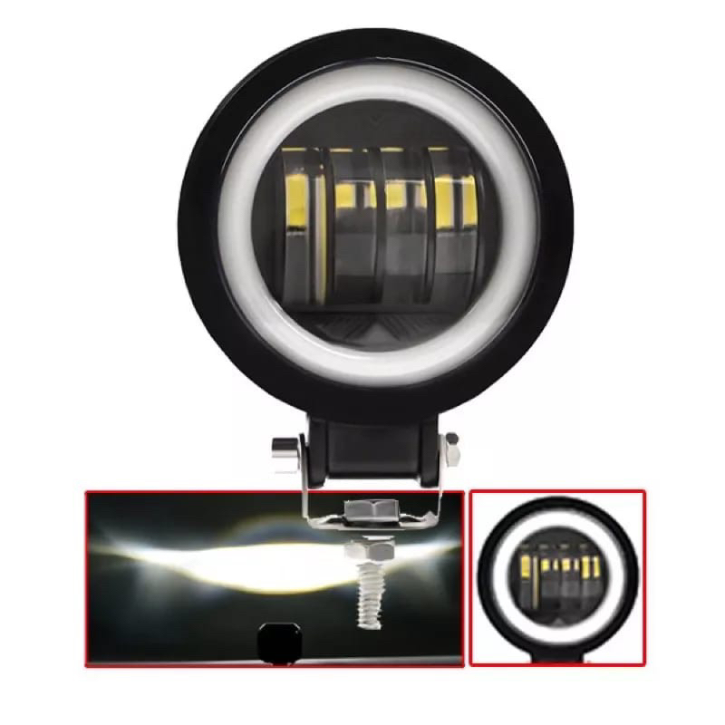 LAMPU TEMBAK DAYMAKER LED 4 MATA BENTUK BULAT 40 WATT LENSA 6D WATERPROOF