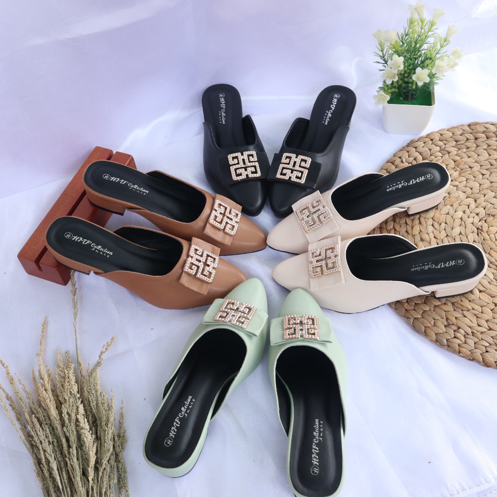 HMF Novaria Sepatu Hak Mules Wanita 3 cm MT19