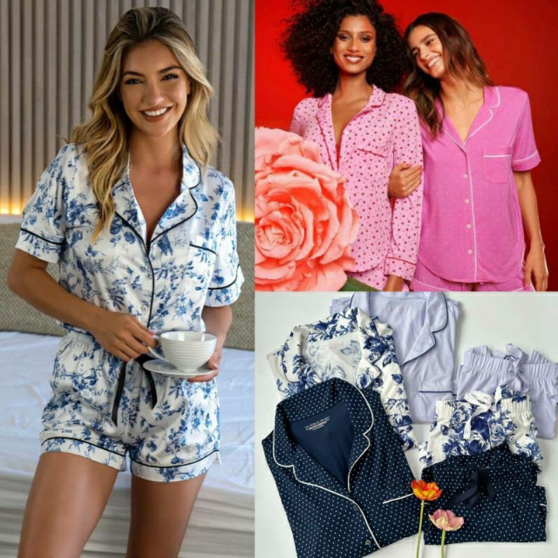 [COD ] Set V*S Pjamas Short Pants  Sleep Wear Baju Tidur  Wanita