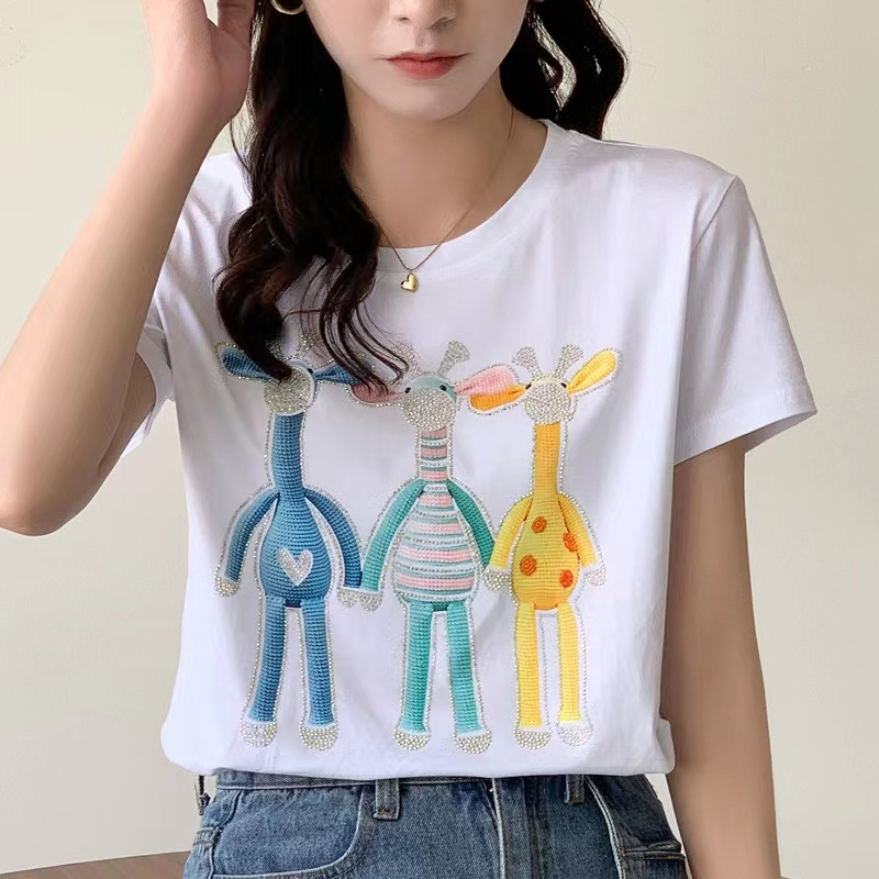 Giraffe Tshirt Top Knit Import - Atasan Kaos Wanita Gambar Jerapah TM (M1710)