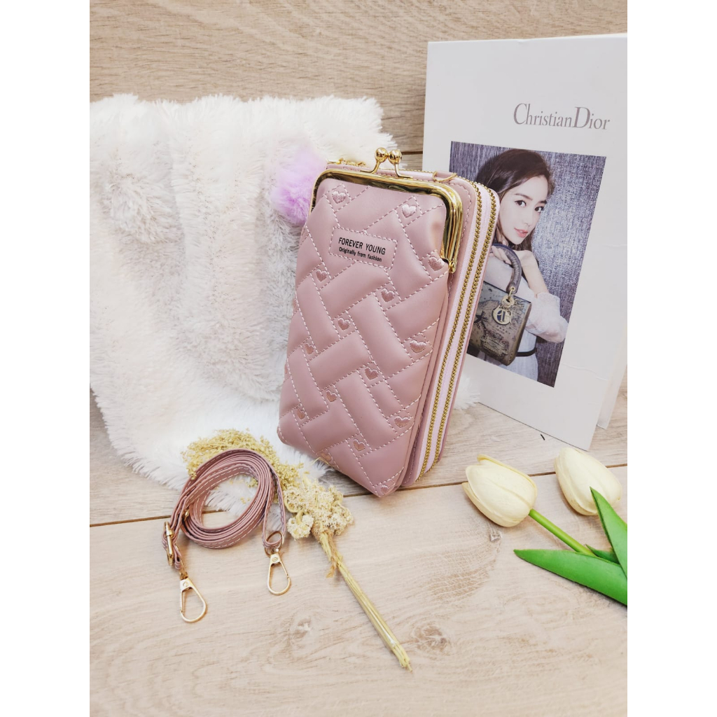 Tas Hp Forever Young/Dompet Hp Behel Resleting 2/Tas Hp Wanita Korean Style 5M-B522