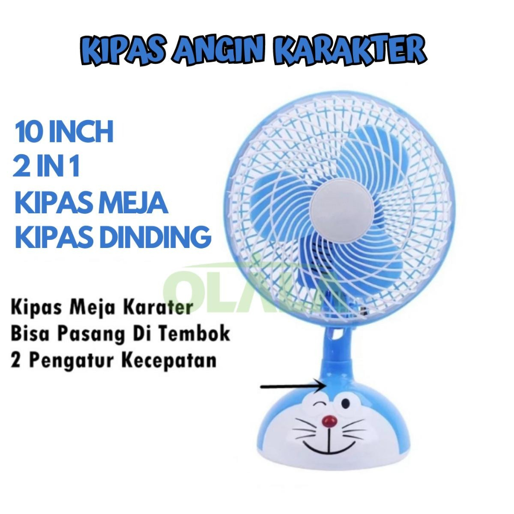 KIPAS ANGIN KARAKTER 10 INCH PORTABLE MINI BOX FAN CHARACTER OLL-WH601D / OLL-WH602H / OLL-WH603S