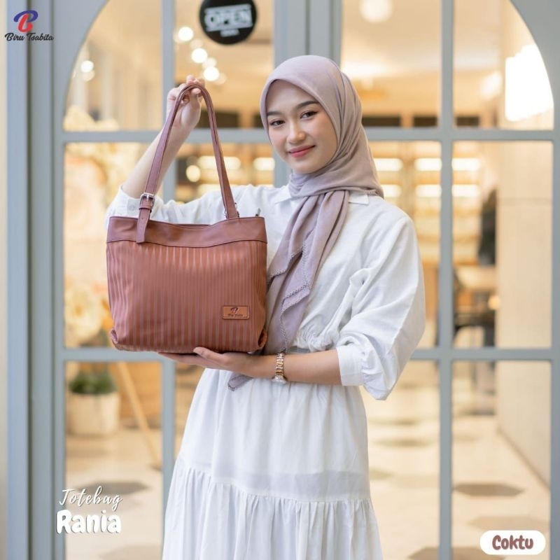 TOTEBAG RANIA BY BIRU TSABITA CHOCOLY STRIP TAS WANITA MURAH