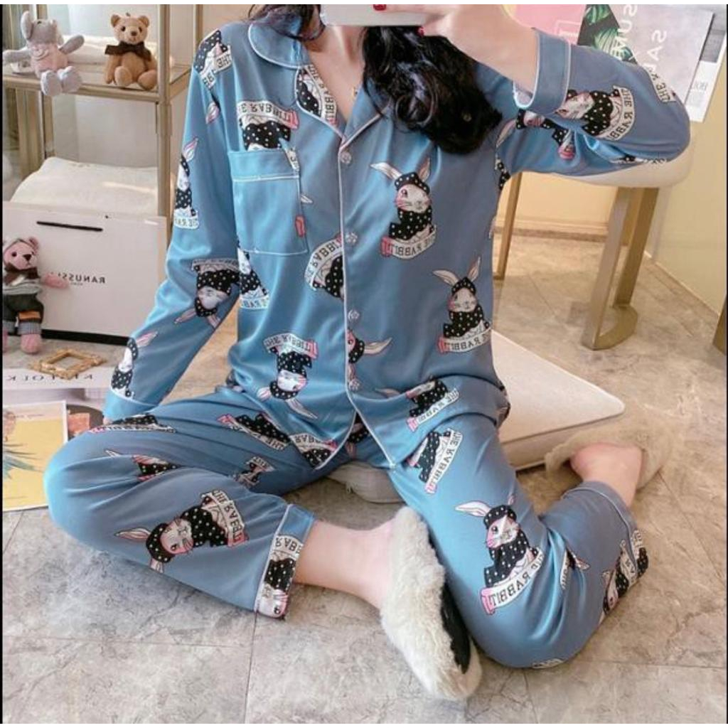 Ready Stock Baju Tidur Piyama Set Lengan Panjang Celana Panjang / Piyama Import / Premium Quality / Baju Tidur Import / Baju Tidur Murah / Piyama Set / Baju Tidur Set