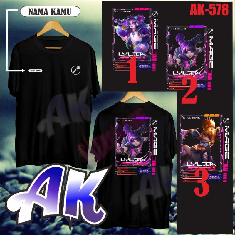 kaso murah kaos game mobile legends skin Hero LYLIA ada 3 pilihan skin Hero LYLIA ak-578 tersedia wa