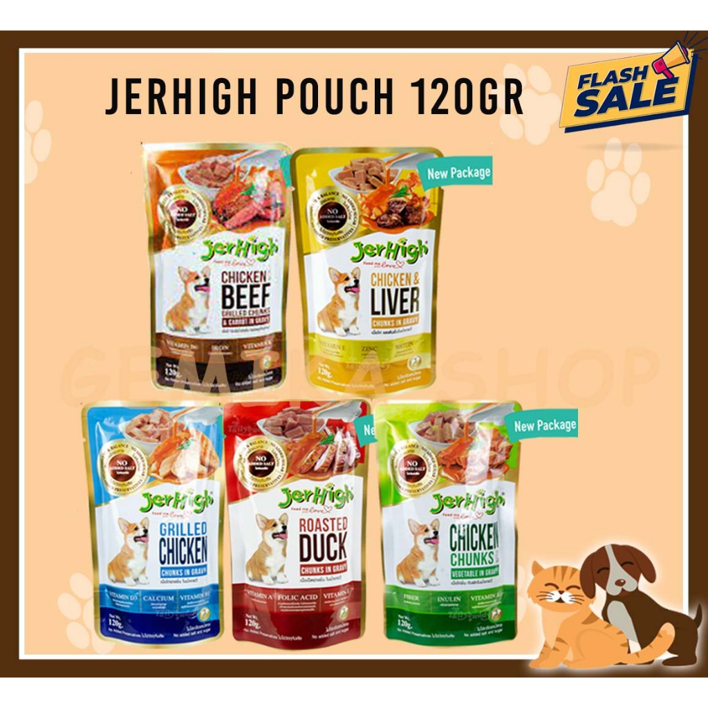 JERHIGH POUCH 120GR-MAKANAN ANJING WET FOOD