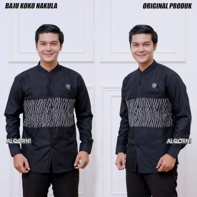 Baju koko Pria Lengan Panjang Motif Batik Nakula Al Qorni