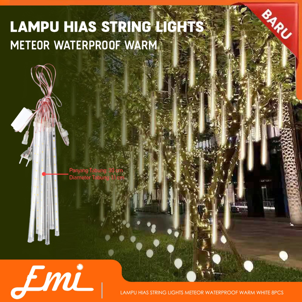 Lampu Hias Gantung String Lights Meteor Rain Waterproof 8pcs Lamp