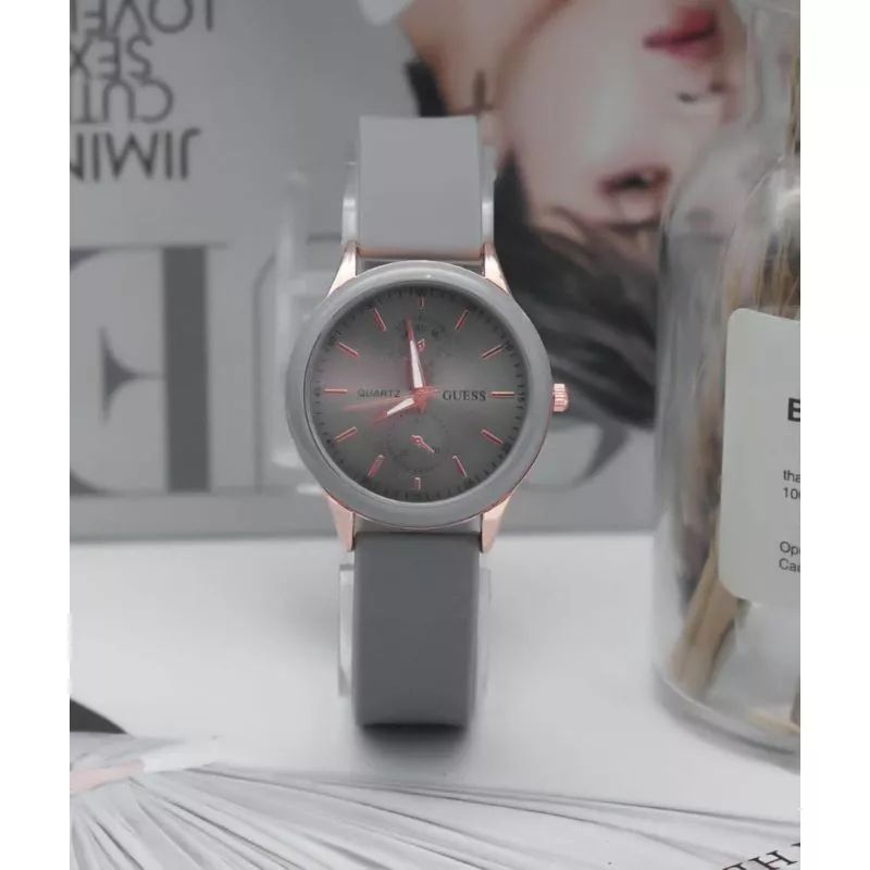 (Terima Cod)Jam Tangan Wanita Fashion Gues Crono2 Varisi Polos Strap Rubber/Karet(Dikirim Jakarta)Seller