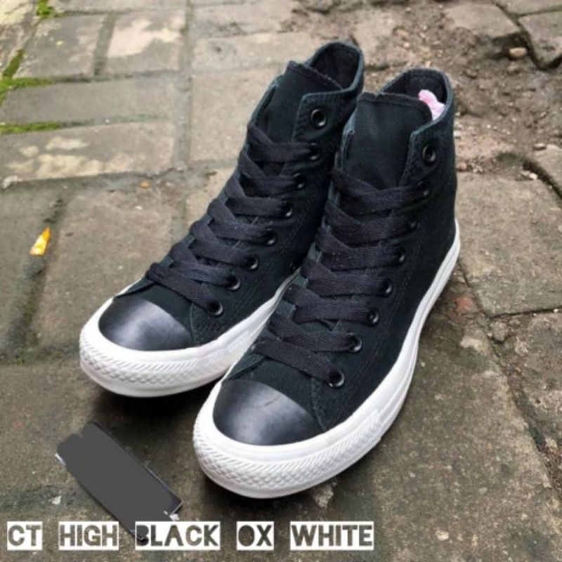 Sepatu Sneakers Hitam Pria Wanita Converse Sekolah CT Petir Tinggi All Star Casual Kanvas Tali High Quality