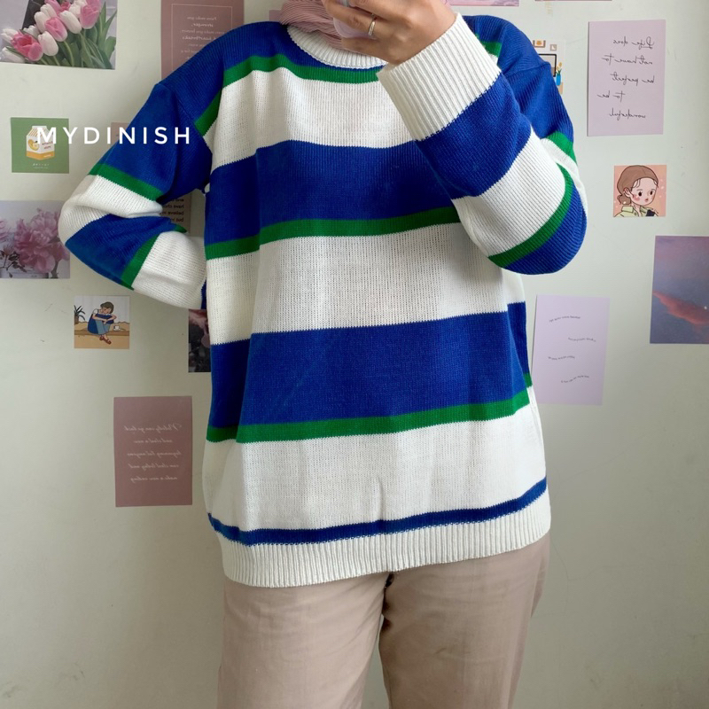 Malika Sweater Rajut Motif Blaster Korean Style Kekinian