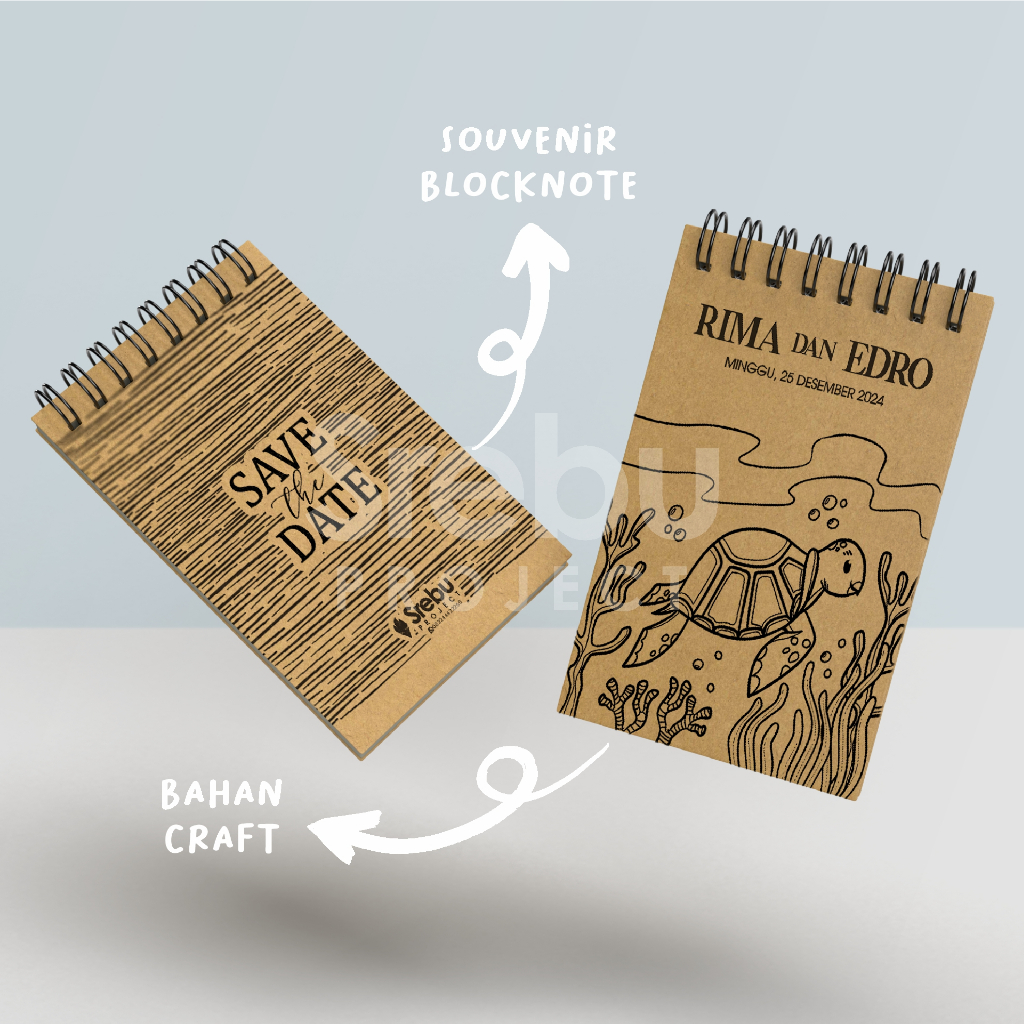 

Souvenir Notes/Notebook Kraft Custom Pernikahan / Seminar / Tasyakuran / Media Promosi dll