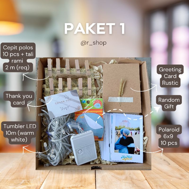 

Paket Hampers polaroid lengkap dengan lampu tumblr