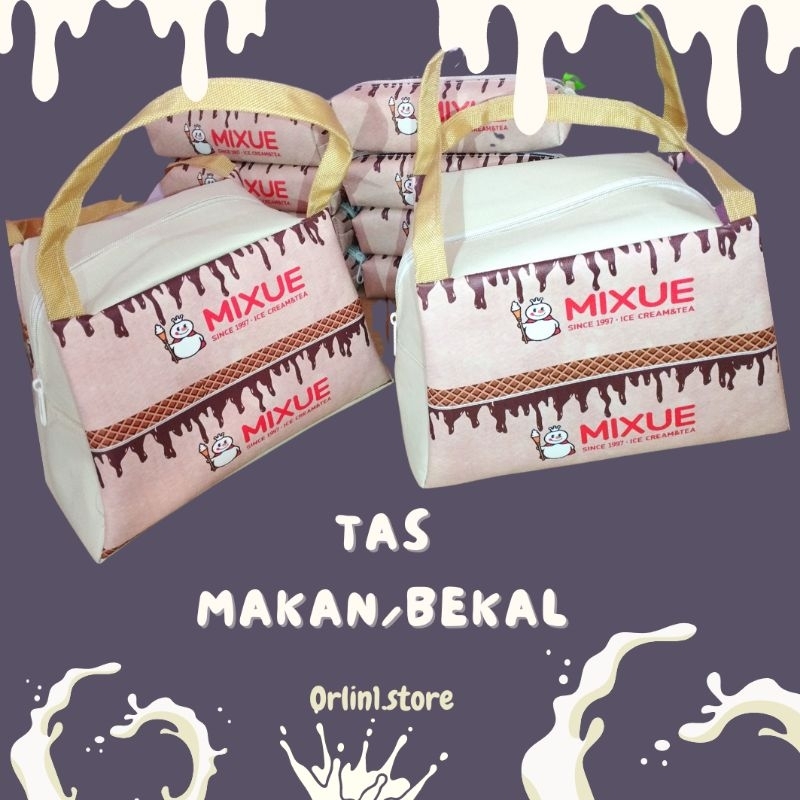 Tas bekal motif mixue tempat makan / Tas bekal cooler bag / Lunch bag tahan panas