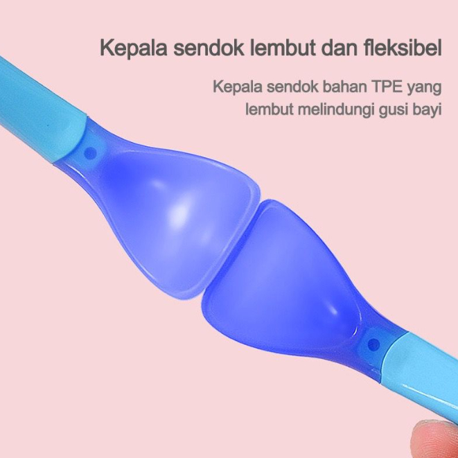 Set Alat Makan Silikon Bayi sendok garpu sensor panas