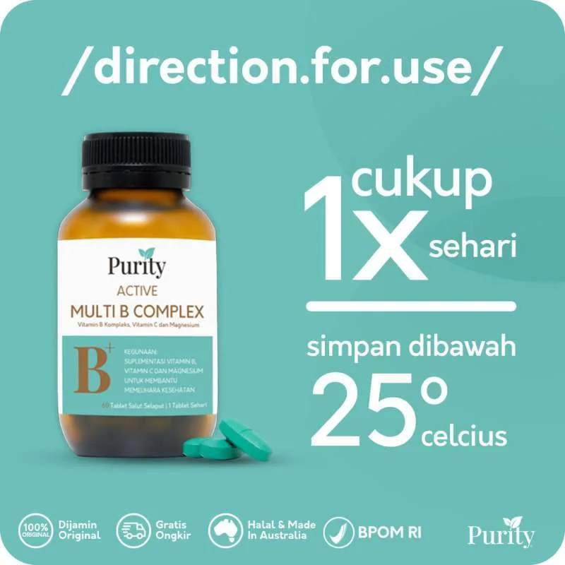 [BPOM] Purity Active Multi B Complex 60 Tablet / Vitamin B Compleks Multivitamin / Suplemen Kesehatan / MYMOM