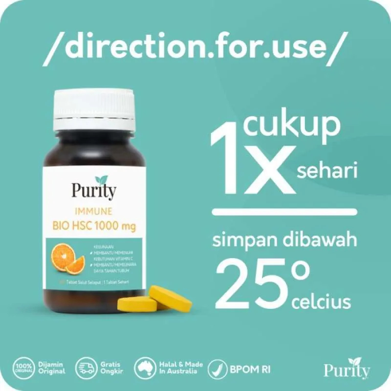 [BPOM] Purity Vitamin Immune Bio HSC 1000mg 60 Tablet / Vitamin C with Bioflavonoids / Multivitamin / MYMOM