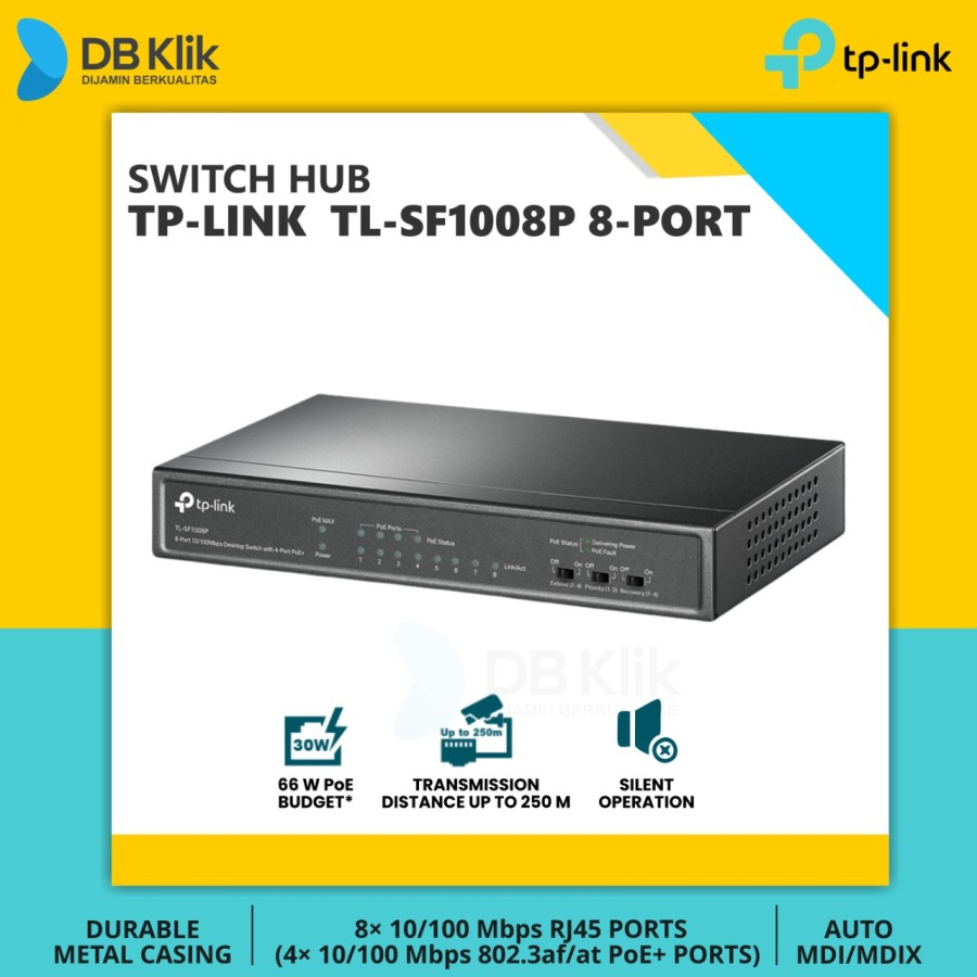 Switch Hub TP-Link TL-SF1008P 8-Port 10/100Mbps with 4-Port PoE+