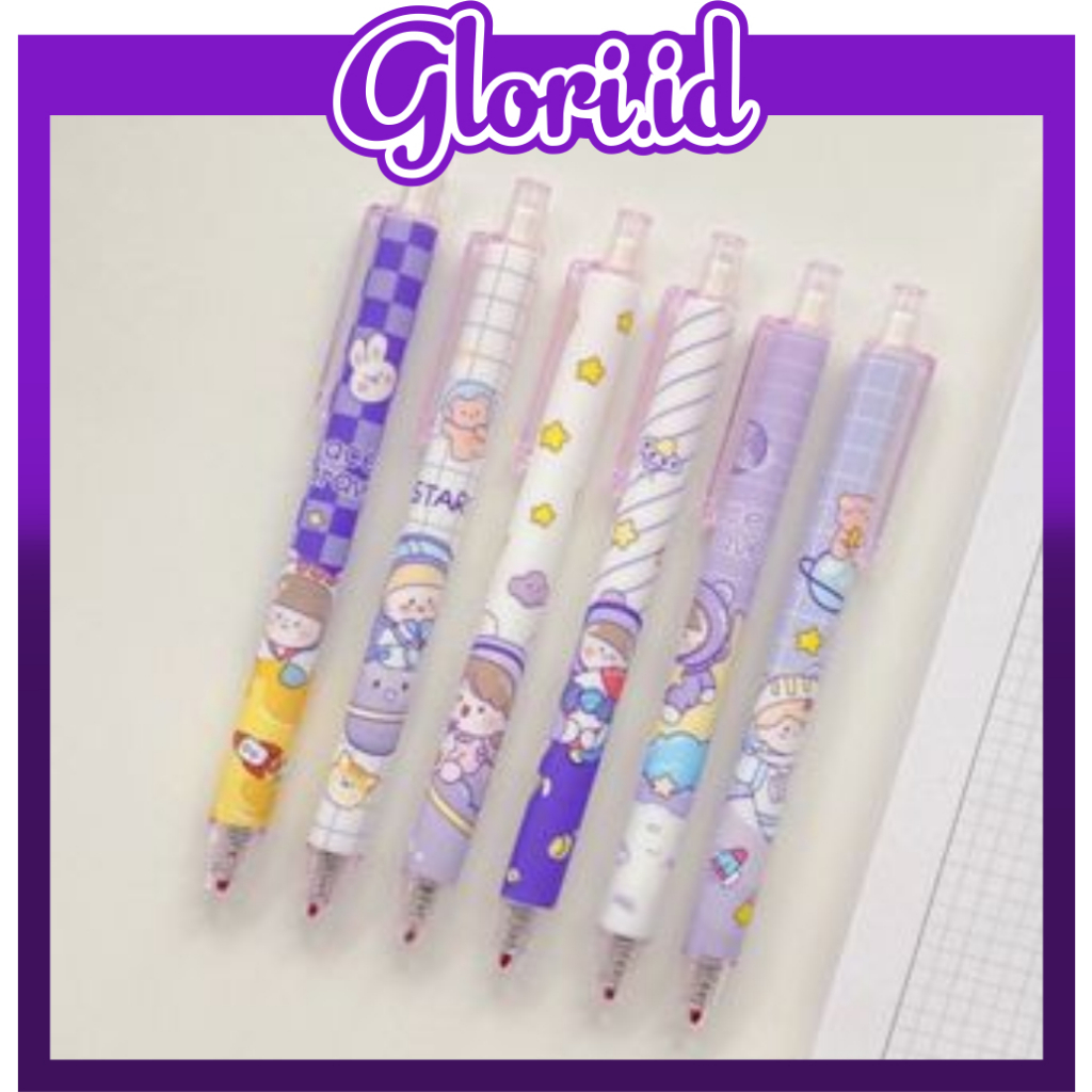 

GLORI.ID Pulpen Gel Motif Cartoon Pulpen Pelajar Dan Kantor Pena Lucu Purple Series Kawaii Gel Ink Pen S052