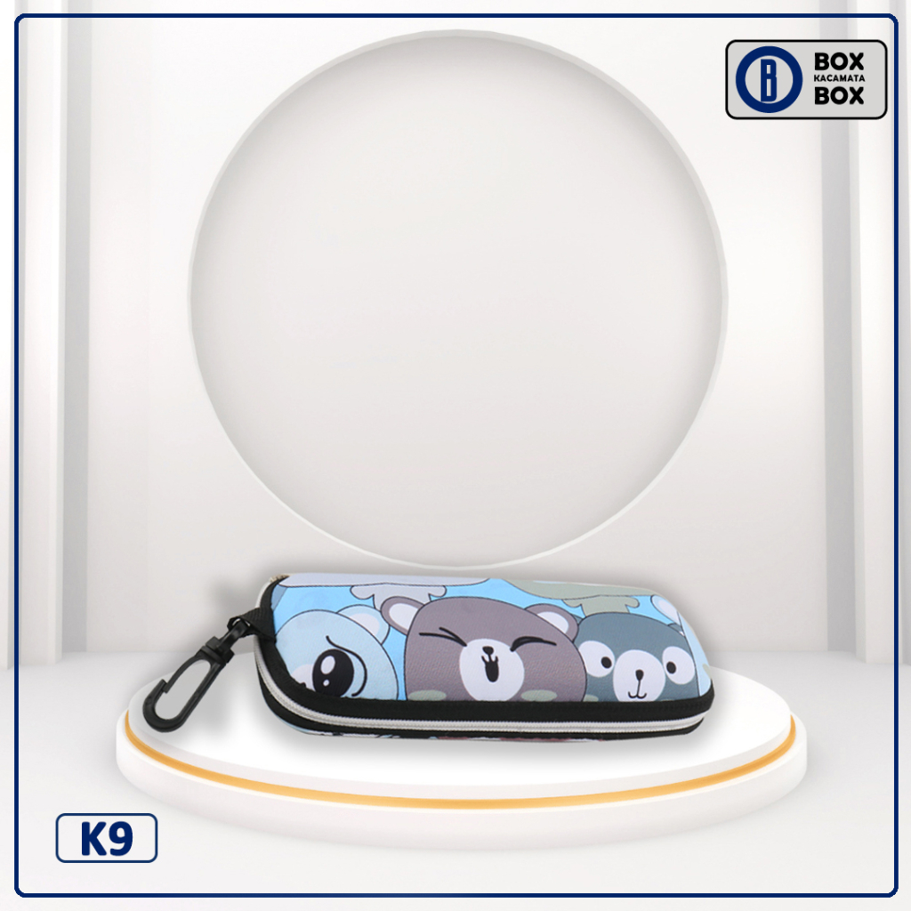 Box / Tempat Kacamata Soft Case Resleting Motif Animals Cartoon Anak Anak Keren Dan Kuat K9